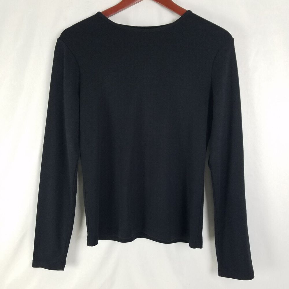 Cato Shirt Womens Small Black Casual Top Long Sleeve Crew Neck Cotton Blend